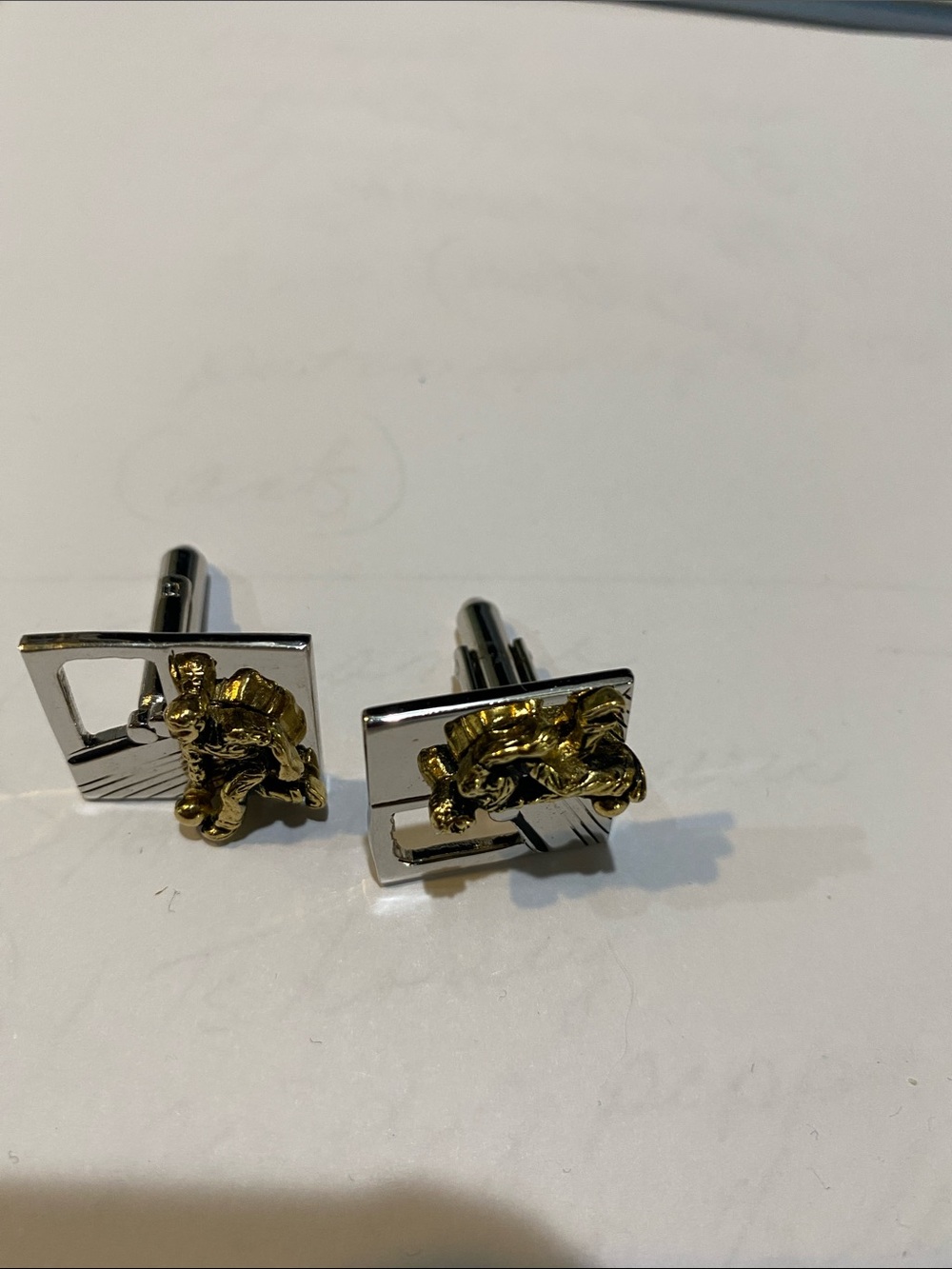 Silver and Gold Square Bowling Cufflinks - Classic Men’s Accessory